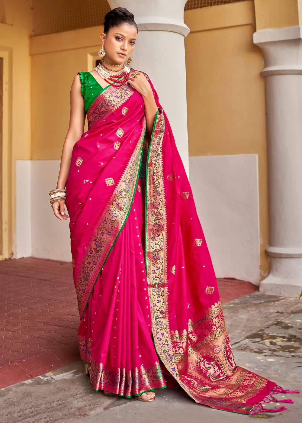 Fuchsia Pink Handloom Saree