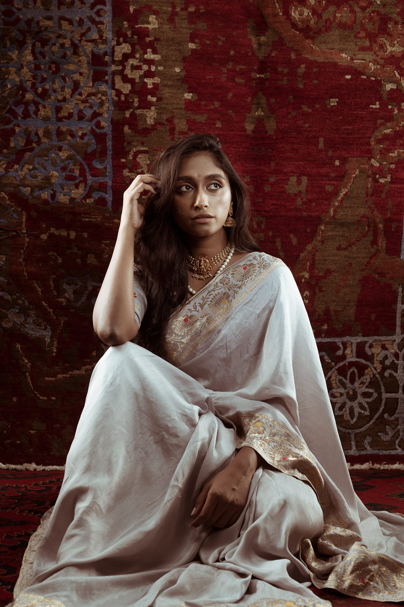 Off-White Silk Saree